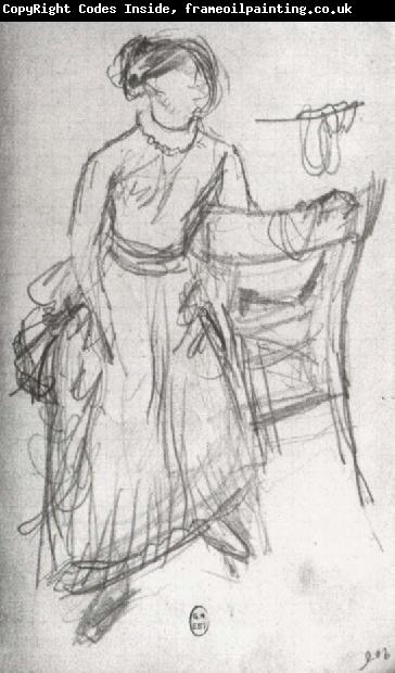 Edgar Degas Study of Helene Rouart sitting on the Arm of a Chair